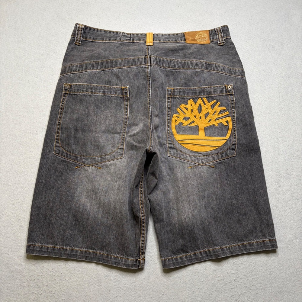 Timberland Denim Shorts Mens 38 Black Vintage Baggy Distressed Outdoor Gear